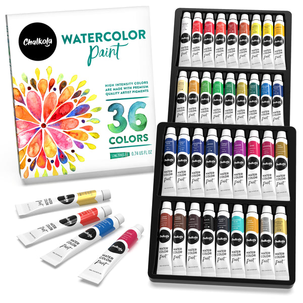 PEACORA Water color Paint Set of 36 Pcs Water Brush Pen Set  Solid Watercolor Paints 