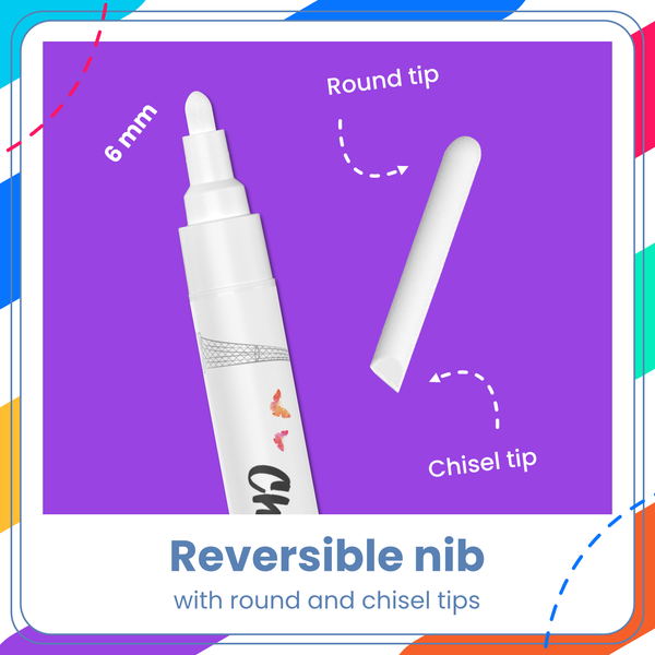 10-Pk  Basics Bullet/Chisel Reversible Tip Chalk Markers