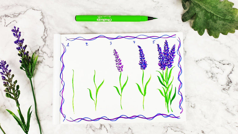 How to Draw Lavenders Using Watercolor Brush Pens - Chalkola Art Supply