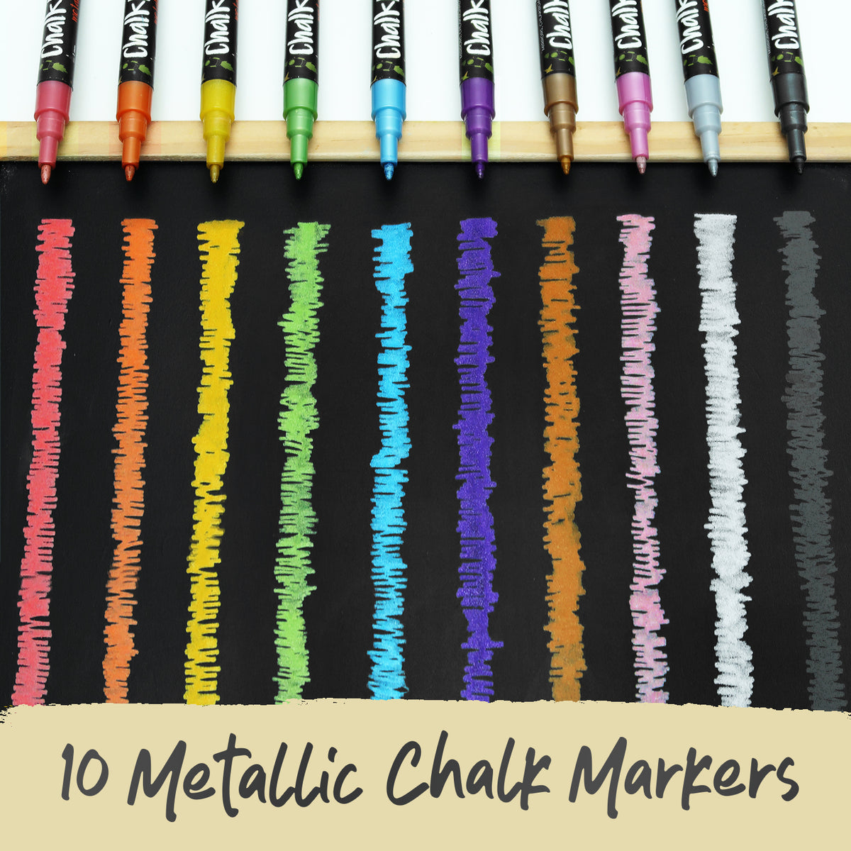 Metallic Chalk Markers with - Pack of 10 Pens