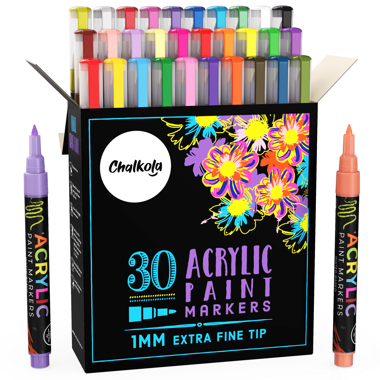Paint Pens Paint Markers 24 Colors Three Tips Acrylic Markers Pens With  Fine Tip Medium Tip Chisel Tip Acrylic Paint Pens for Rock Painting Wood  Canvas Ceramic Fabric Arts and Crafts for