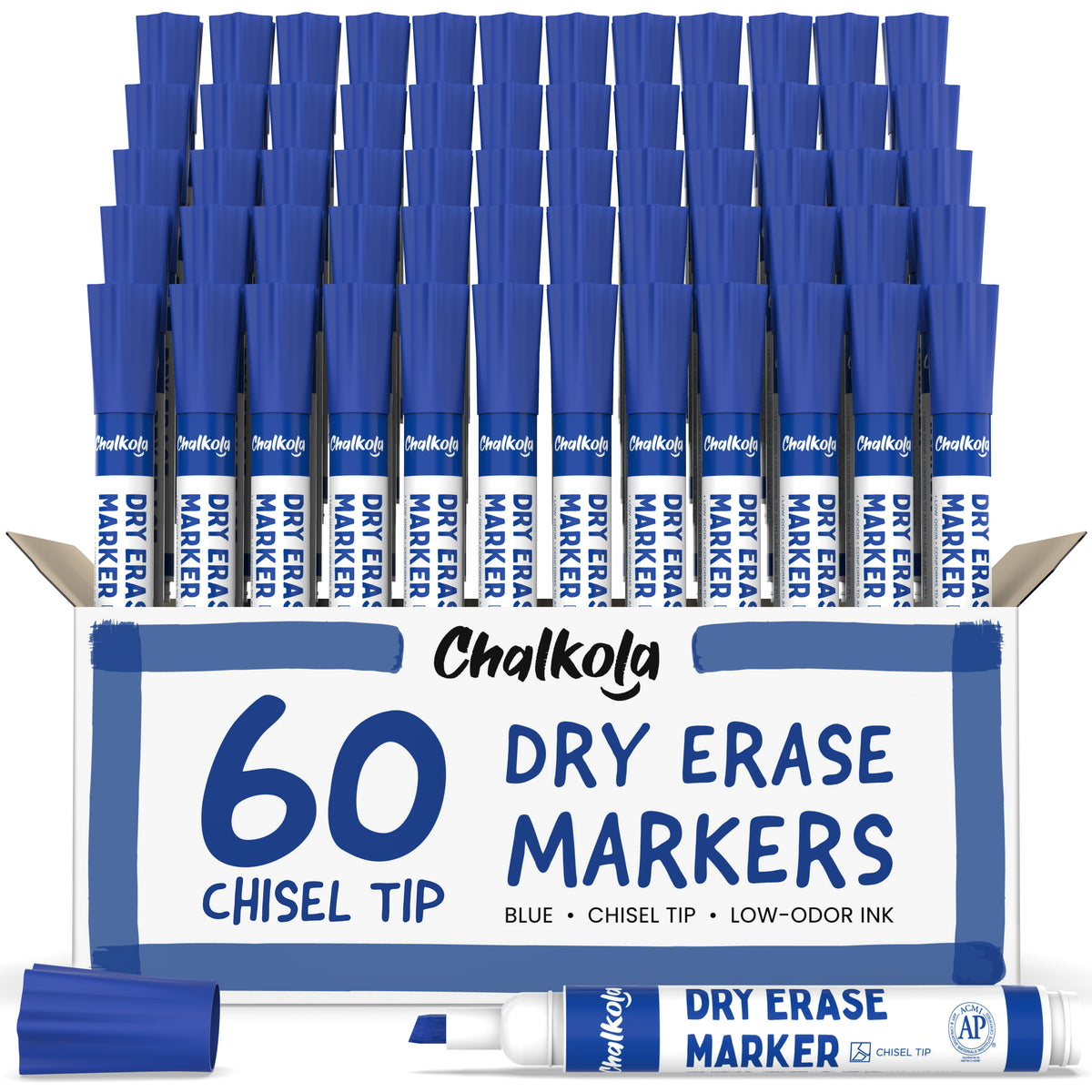 Dry Erase Markers 12 Assorted Colors, Chisel Tip - Set of 60