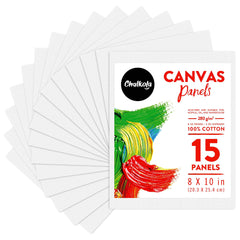 Chalkola Paint Canvases for Painting Multipack - 25 Pack Square Canvas Panels - 4x4, 6x6, 8x8, 10x10, 12x12 inch (5 Each) - 100% Cotton, Primed