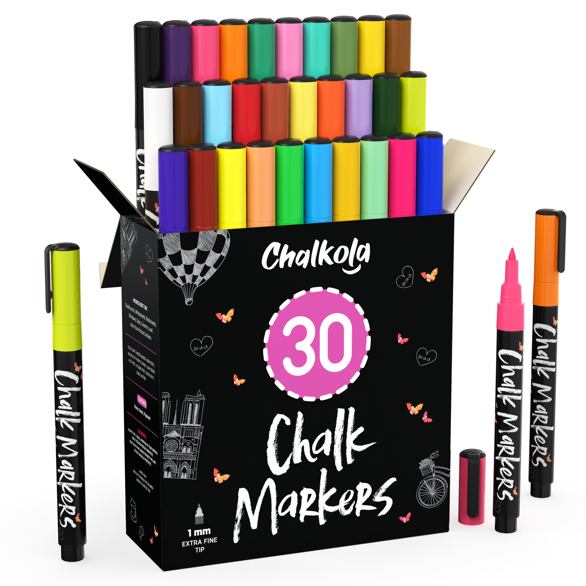 30 Fine Tip Chalk + 5 White Variety Markers Bundle