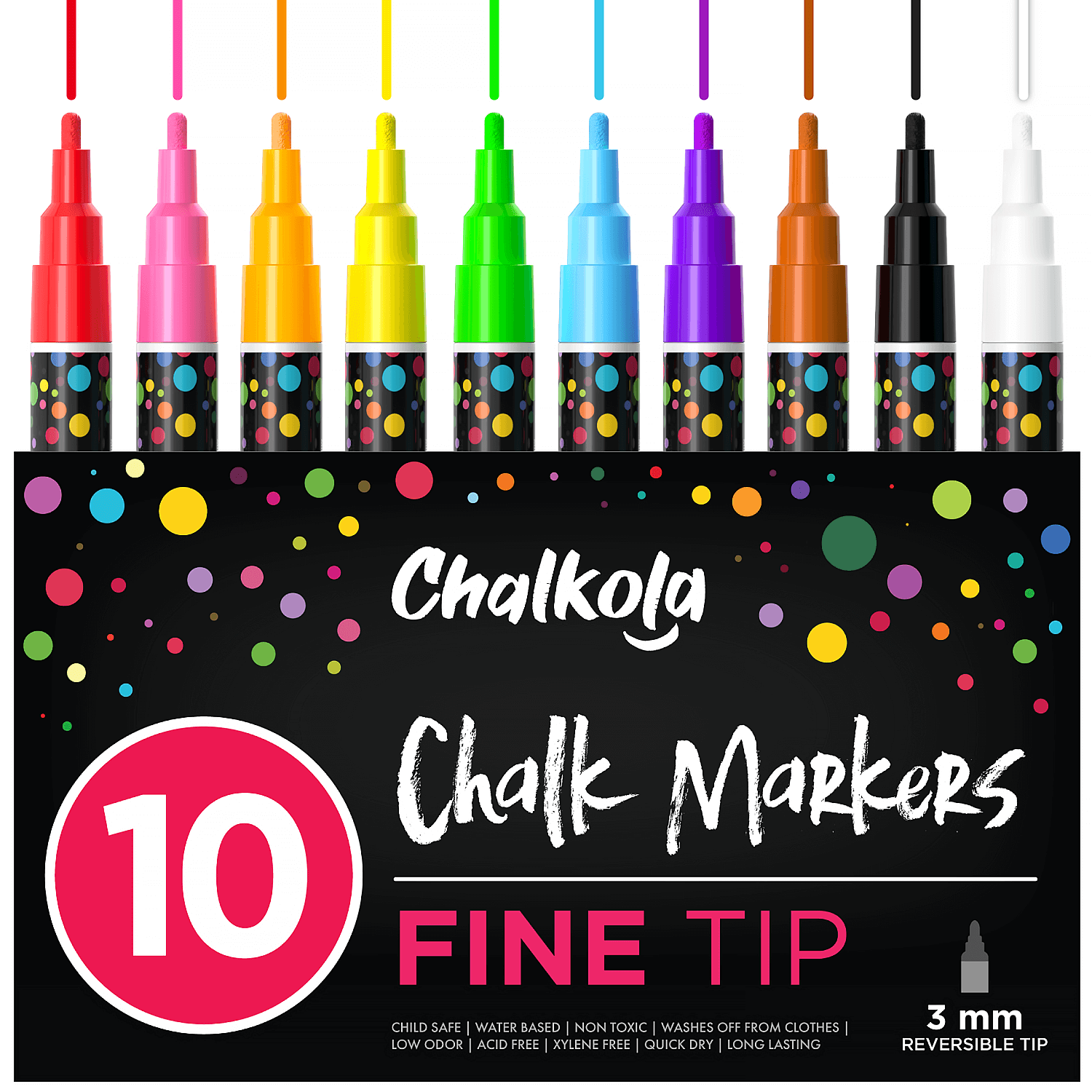 Vibrant Chalk Markers Set of 8 Erasable, Non-toxic, Reversible