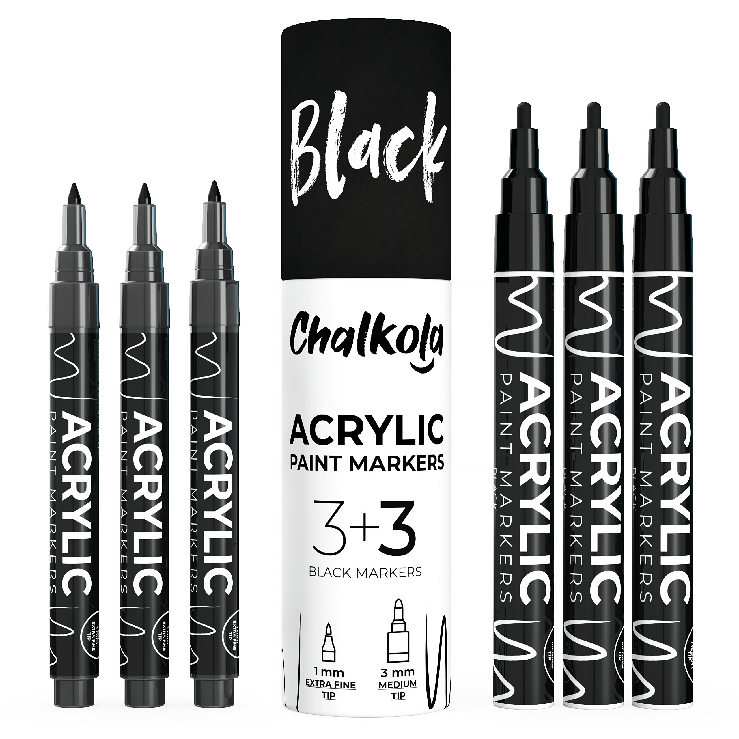 Acrylic Paint Pens,6 Pack Black White Paint Markers, Paint Pens