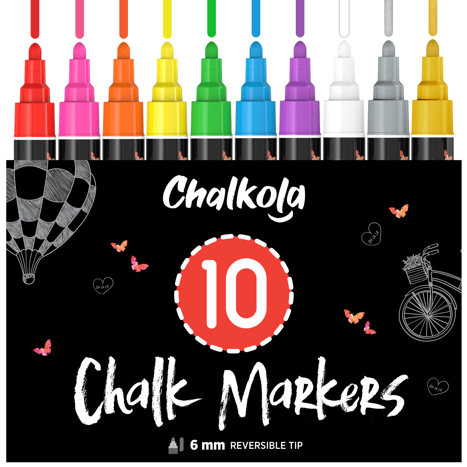 Chalkola White Chalk Markers For Blackboard, Chalkboard Sign, Window,  Bistro, Car, Glass (5 Pack 6Mm) - Liquid Chalkboard Markers Erasable -  Paint Ch - Imported Products from USA - iBhejo