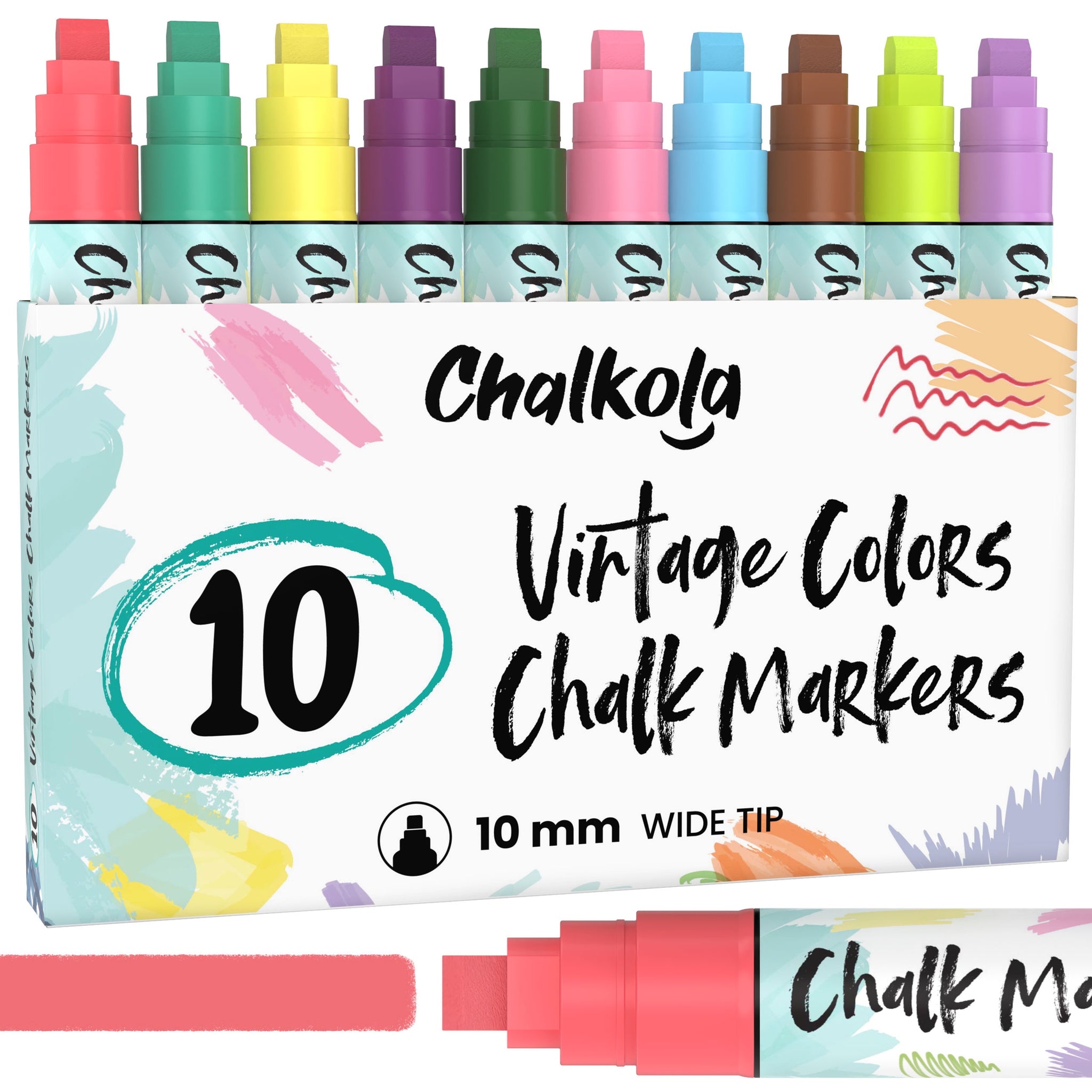Vintage Color Liquid Chalk Markers - Pack of 10 - Chalkola Art Supply