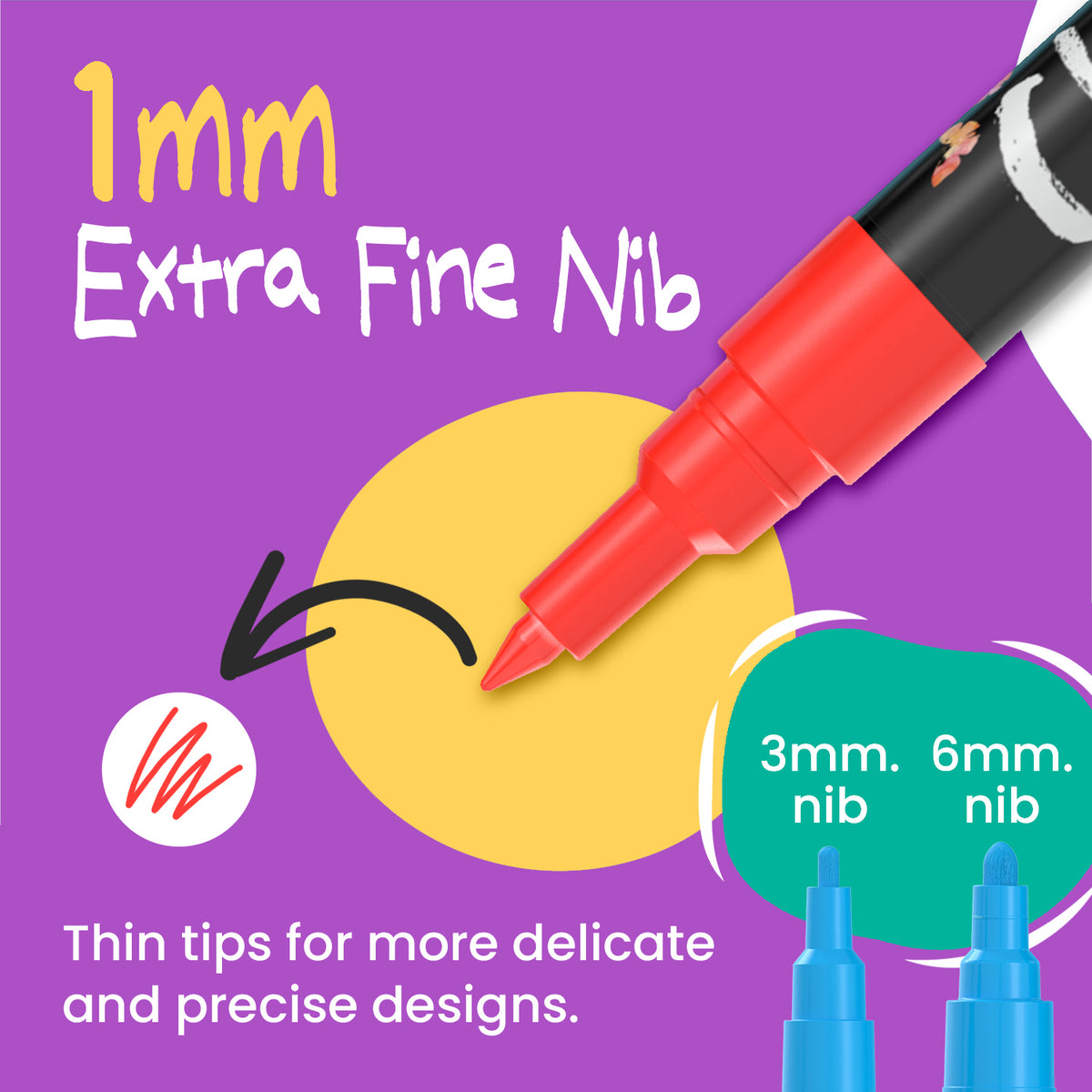 Neon Chalk Markers with 1mm Extra Fine Nib - Pack of 10 - Chalkola