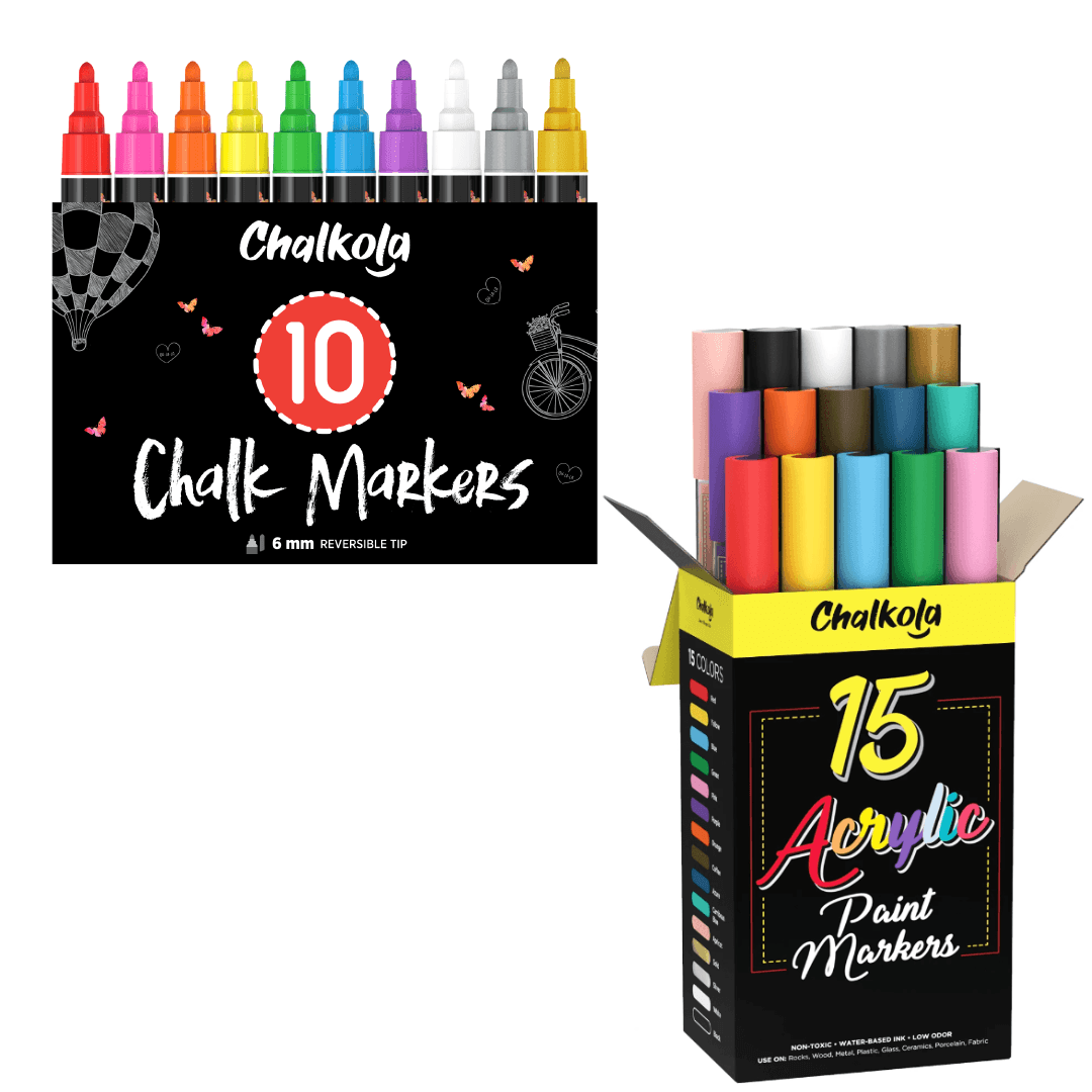 Single Colored Chalk Markers (Fine to Jumbo Nibs) - Variety Pack
