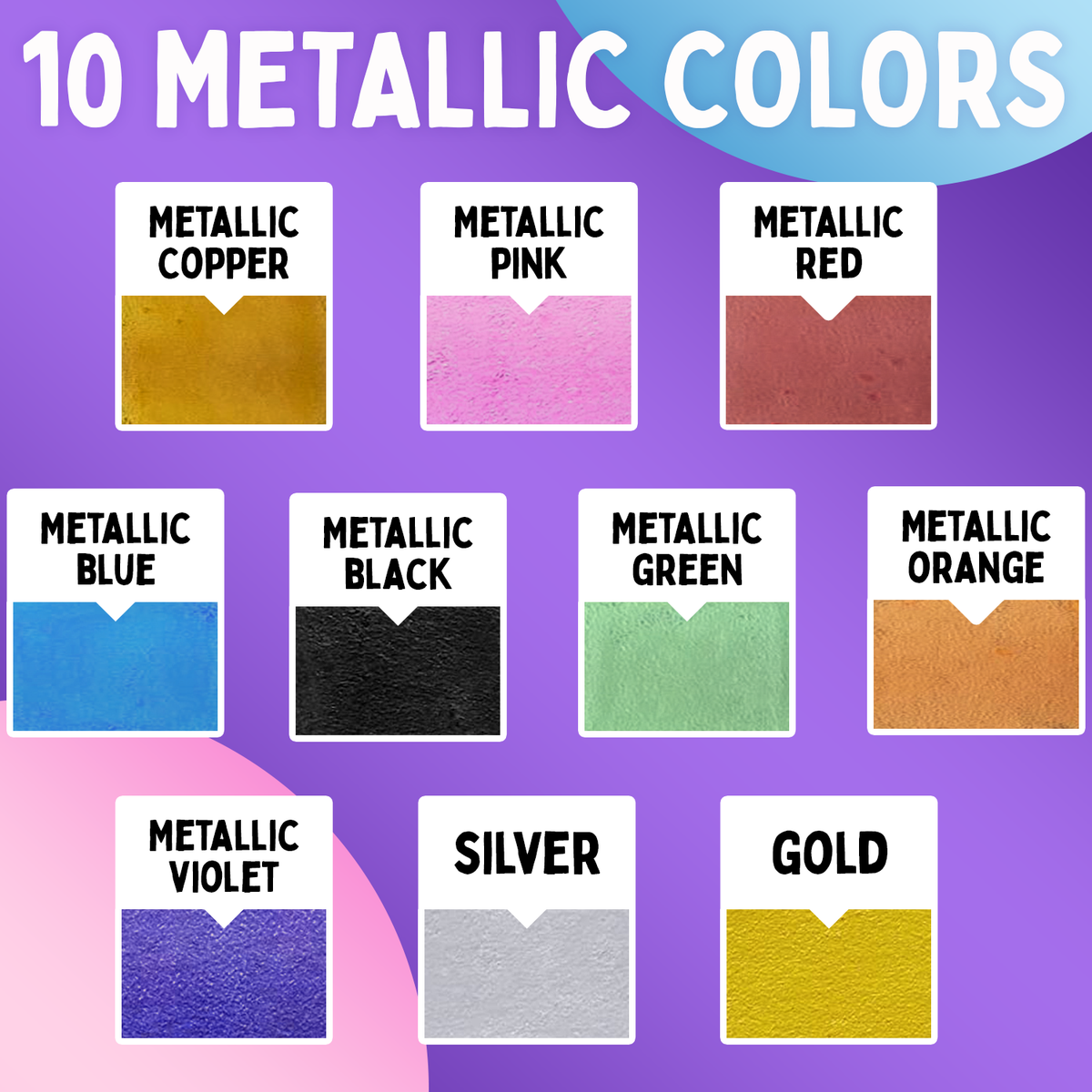 Metallic Chalk Markers with - Pack of 10 Pens