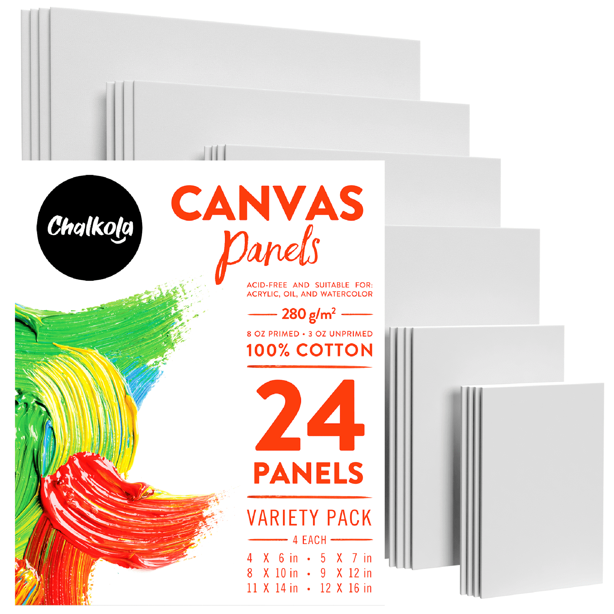 Professional 11x14 Canvas Panels - 100% Cotton, Triple Primed Gesso, 12 Pack