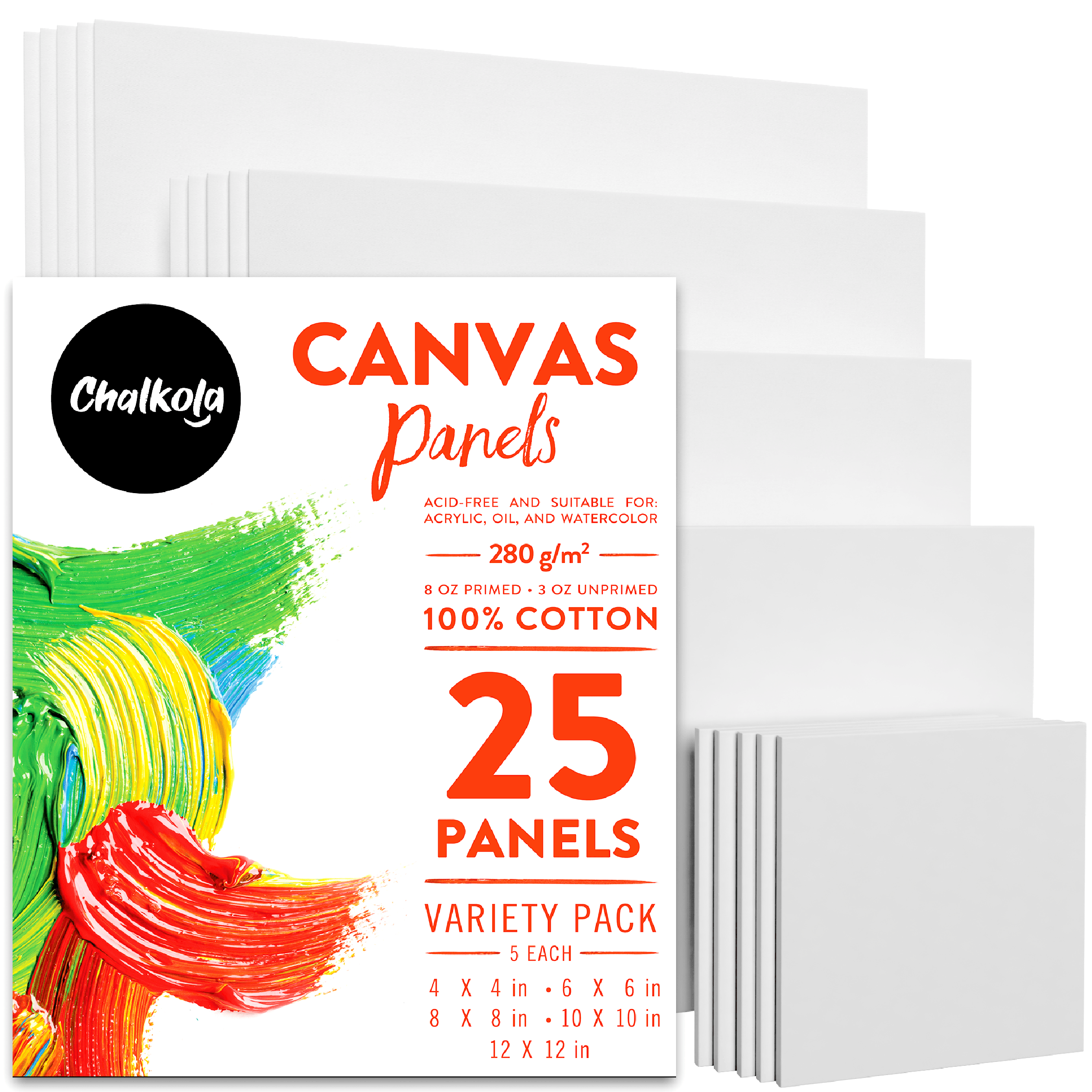 Large Stretched Canvas for Painting (12 x 12 in 8 Pack)