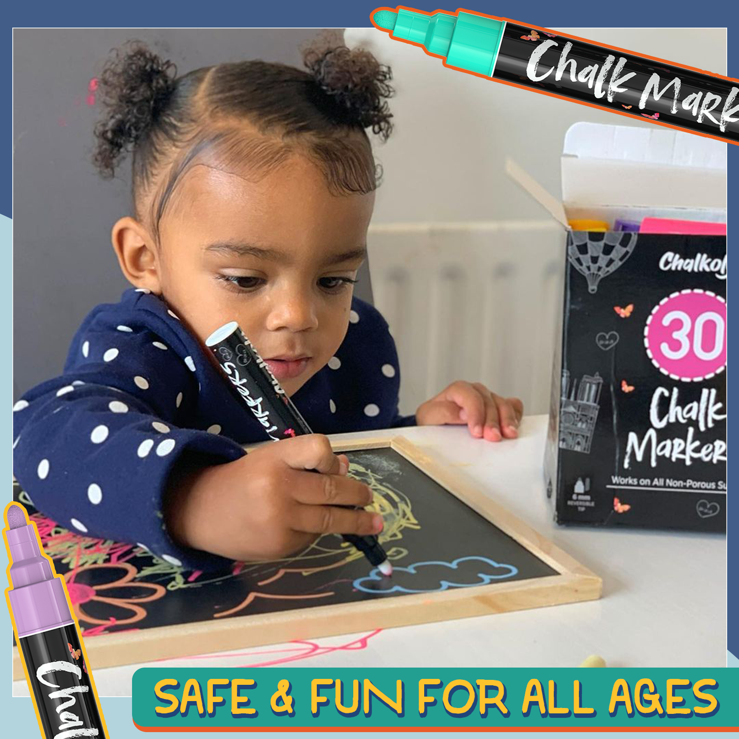 1 Chalkola Chalk Markers - Pack Of 40 (Neon, Pastel Metallic) Liquid Chalk  Pens - For Chalkboard, Blackboard, Window, Labels, Bi