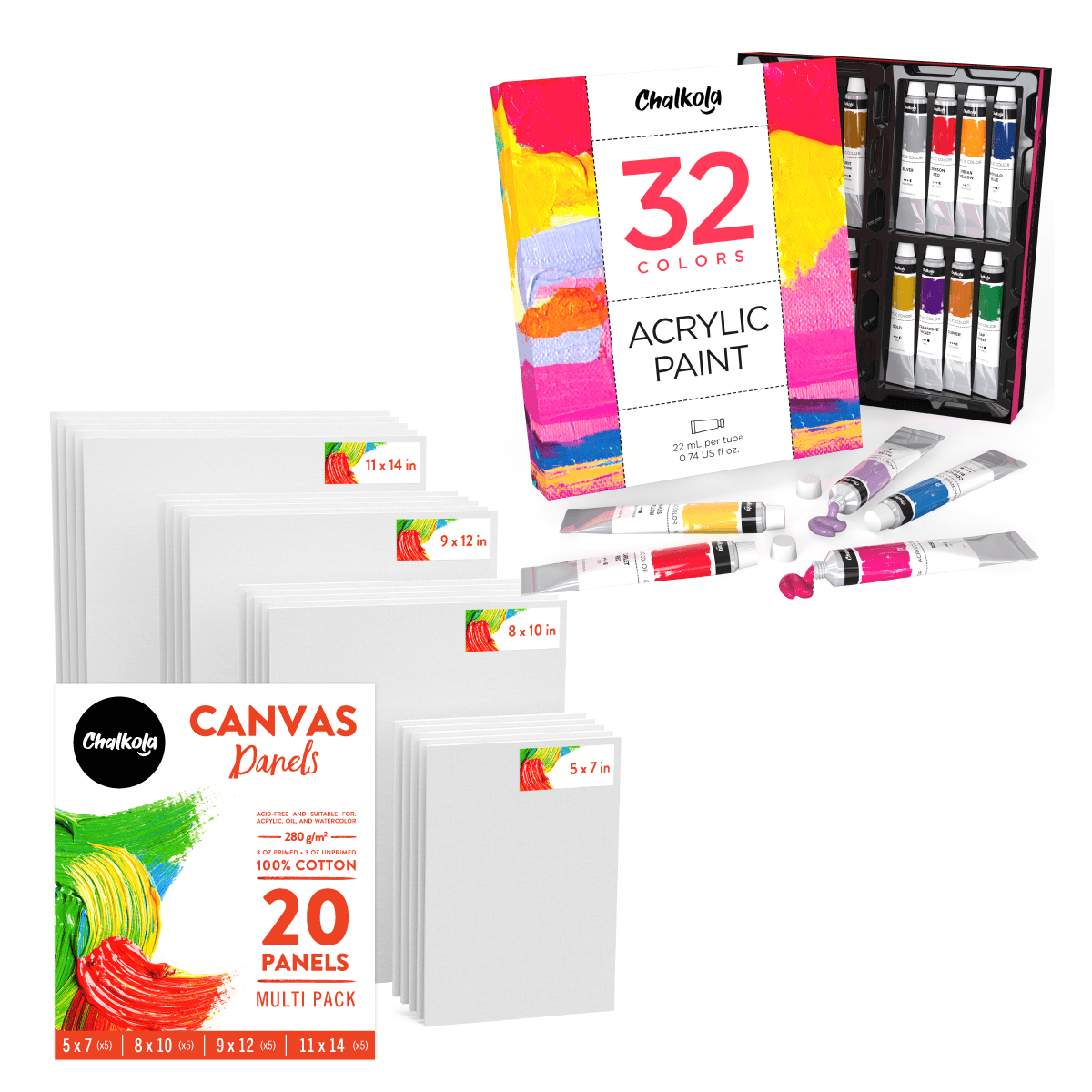 Chalkola Paint Canvases for Painting - (15 Pack) 8x10 Canvas Panels - 100%  Cotton, Primed, Acid-Free Art Canvas Boards for Painting with Acrylic & Oil  - Painting Supplies for Artists, Adults & Kids
