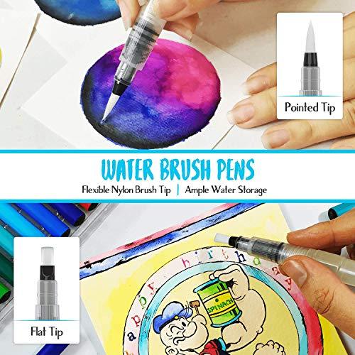 Kids Watercolor Kit, 36 Colors + 1 Water Brush Pen –