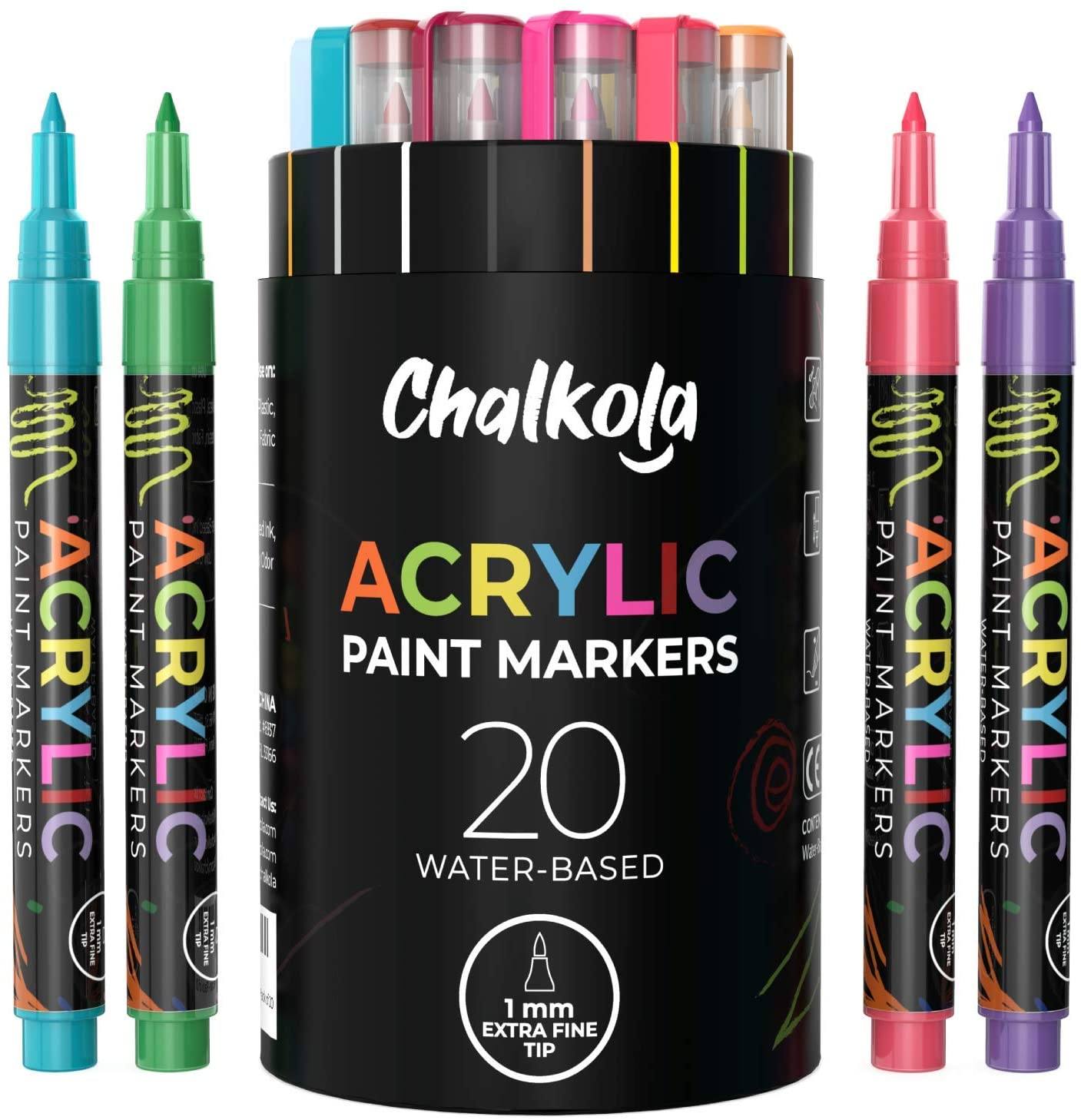 Chalkola Ultimate Bundle - 40 Multi-Color + 6 White Acrylic Markers