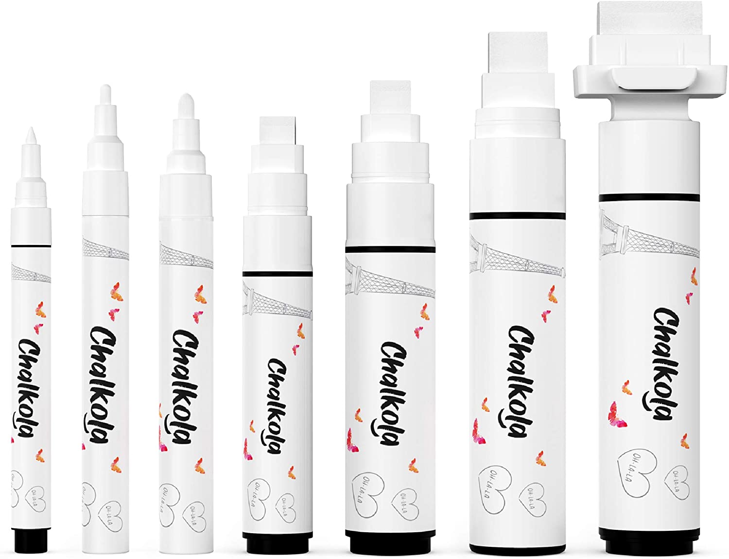 Chalkola White Chalk Markers - White Dry Erase Liquid Chalk Pens For  Chalkboard, Blackboard, Window, Bistro, Car Glass, Board, S