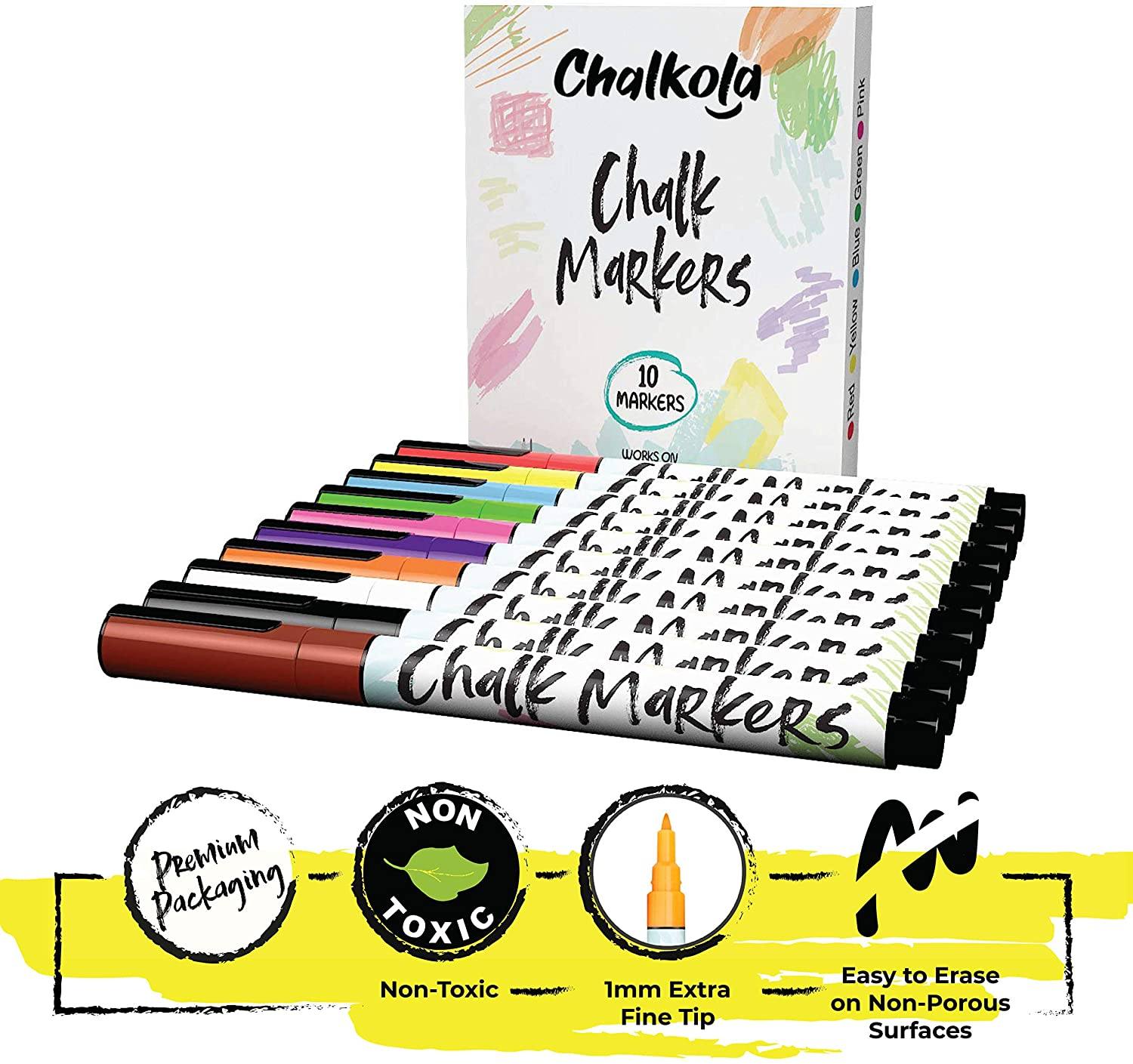 1 Chalkola Chalk Markers - Pack Of 40 (Neon, Pastel Metallic) Liquid Chalk  Pens - For Chalkboard, Blackboard, Window, Labels, Bi
