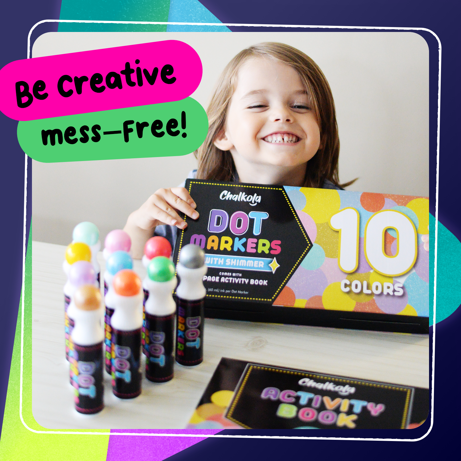 Chalkola Washable Dot Markers for Kids with Free Activity Book, 10 Colors  Set, Water-Based Non Toxic Paint Daubers, Dab Marker Kit for Toddlers &  Preschoolers, Fun Art Supplies