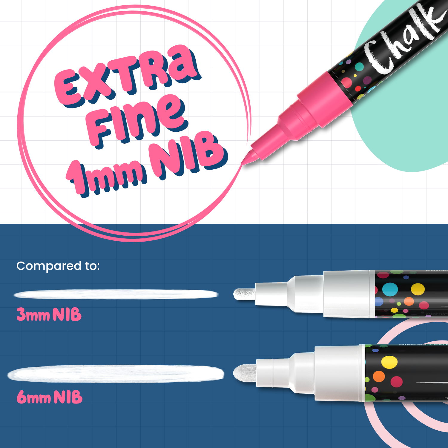 Extra Fine Tip Liquid Chalk Markers (30 Pack 1mm) Pastel + Neon