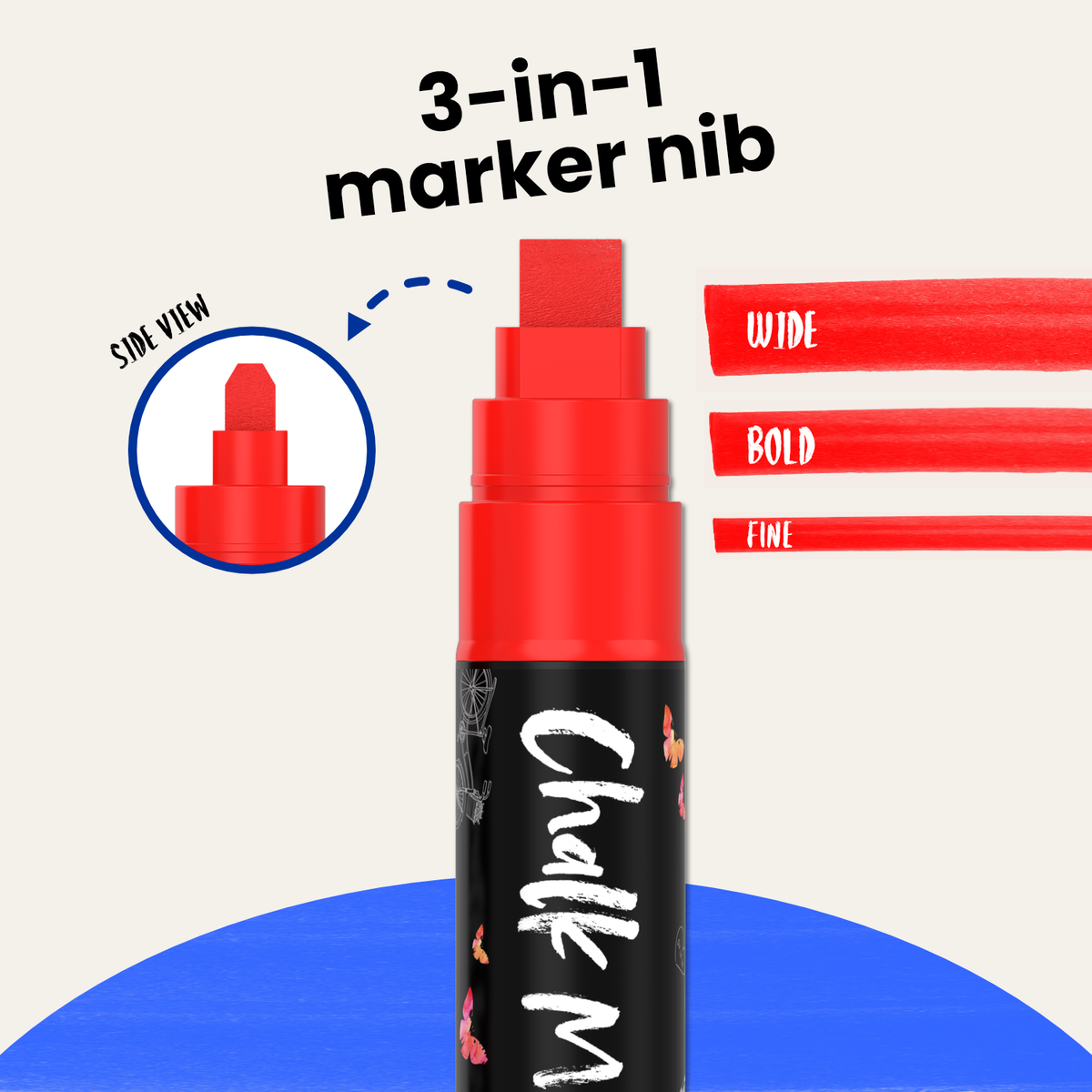 Chalkola chk_10metallic_1mm Extra Fine Tip Metallic Chalk Markers (10 Pack,  1mm) Liquid Chalk Pens - For Blackboards, Chalkboard, Bistro Menu, Window -  Wet