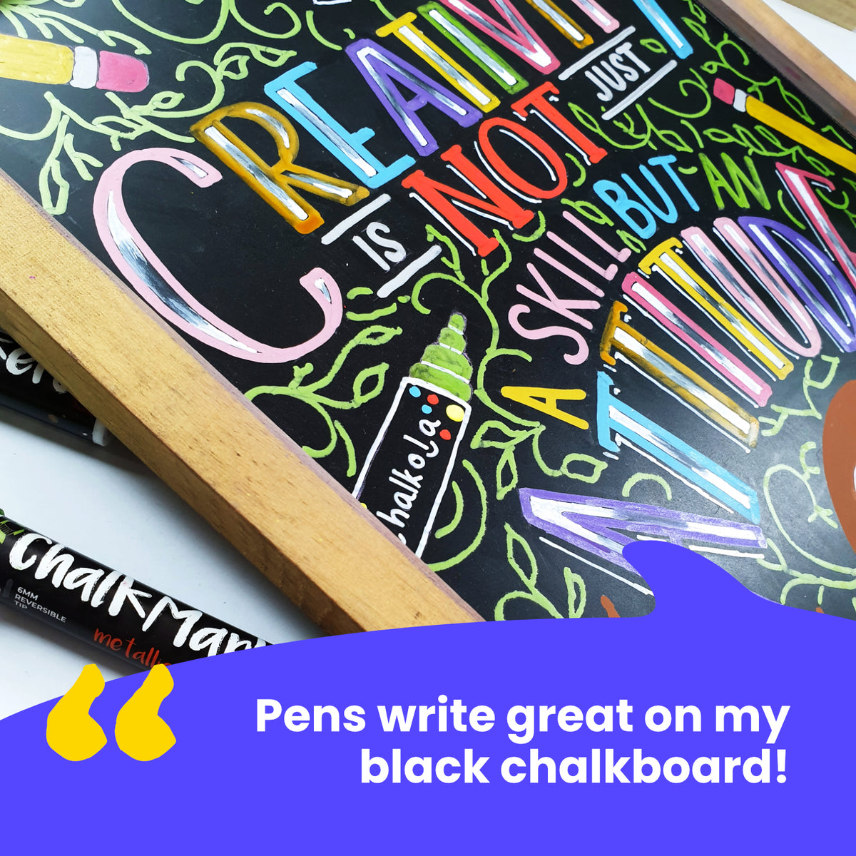 Metallic Chalk Markers with - Pack of 10 Pens