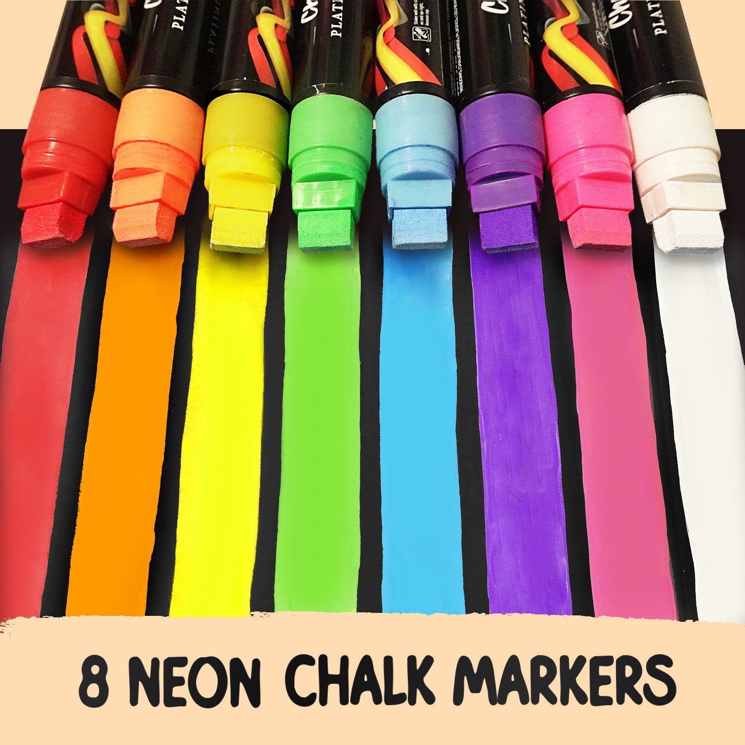 Jumbo Nib Classic Earth Color Chalk Markers For Windows - Pack Of 8 -  Chalkola Art Supply