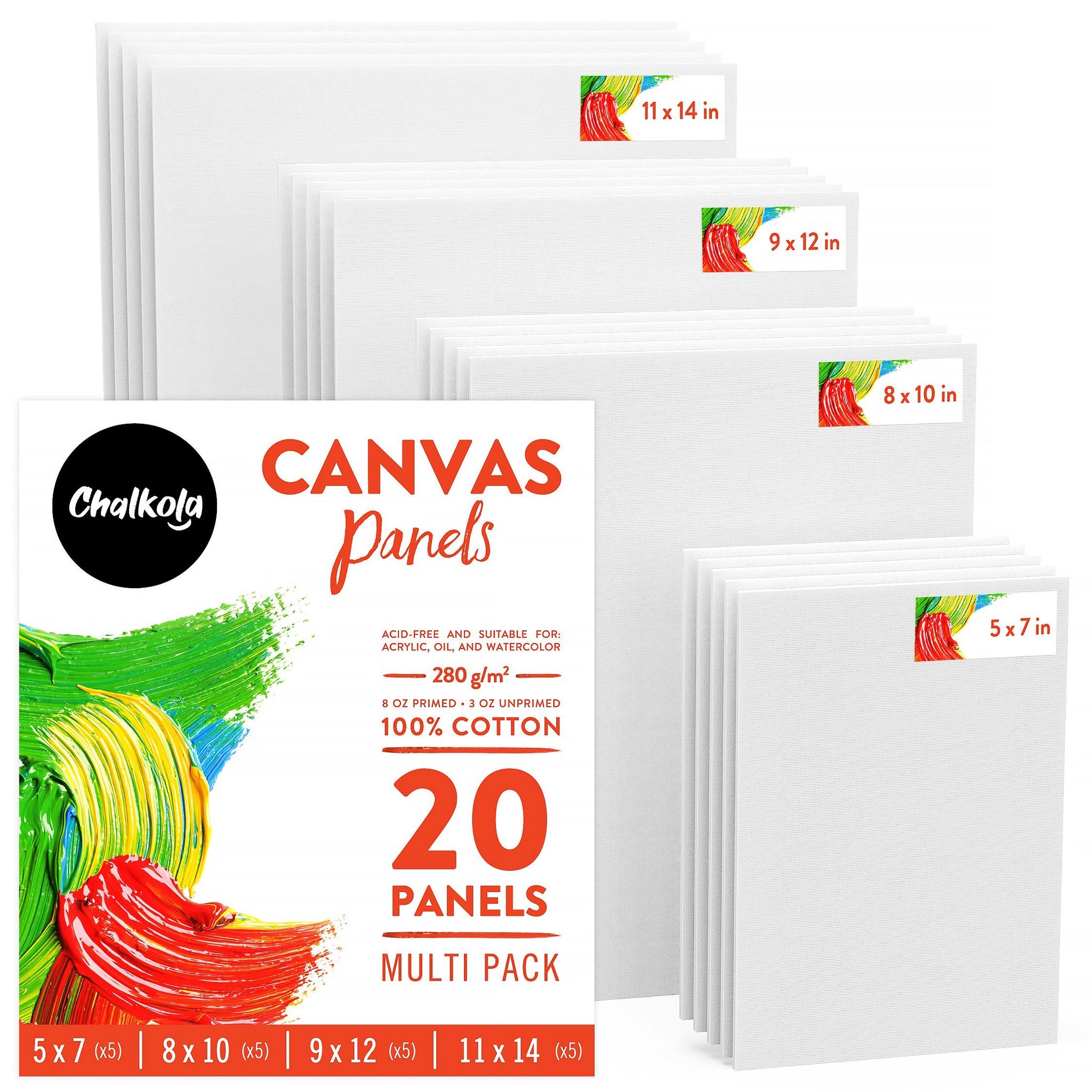 Academy Art Supply Stretched Canvas (11x14) - Blank Canvas for Painting  Bulk Pack of 7 - Acid-Free White Canvas Panels - Ideal for Painters,  Students