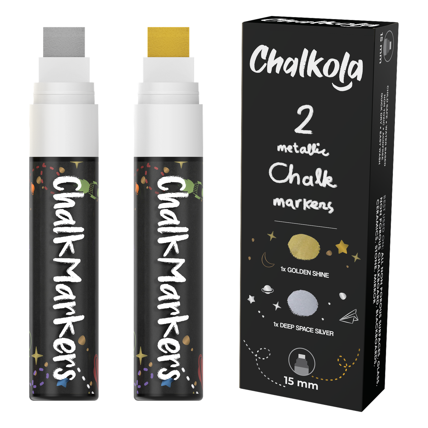 Chalkola chk_5_yellow_markers 5 Yellow Chalkboard Chalk Markers - Yellow  Dry Erase Markers For Blackboard, Chalkboard Signs, Windows, Glass Variety  Pack - Fin