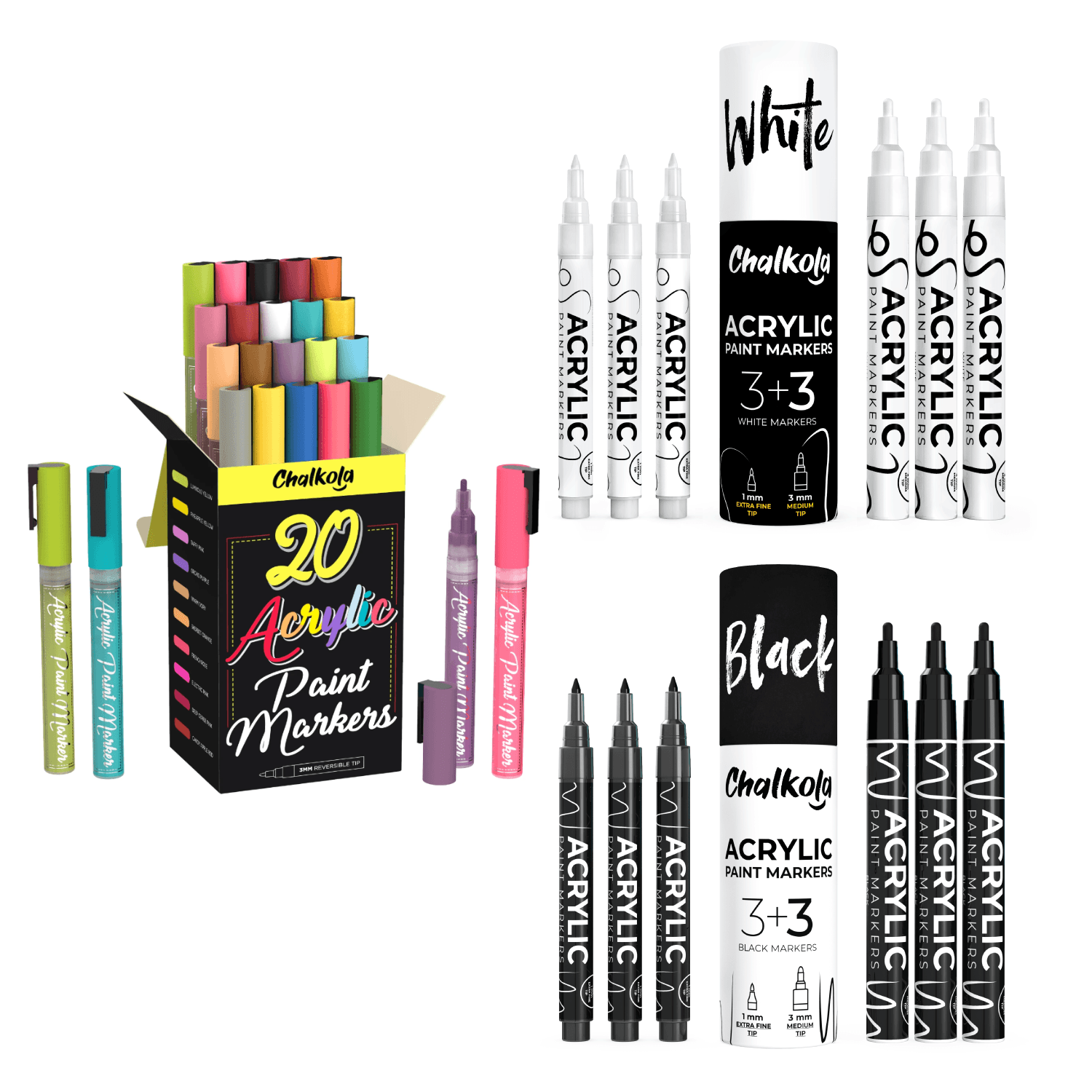Pintar Acrylic Paint Markers (6 Black & White)– Pintar Art Supply