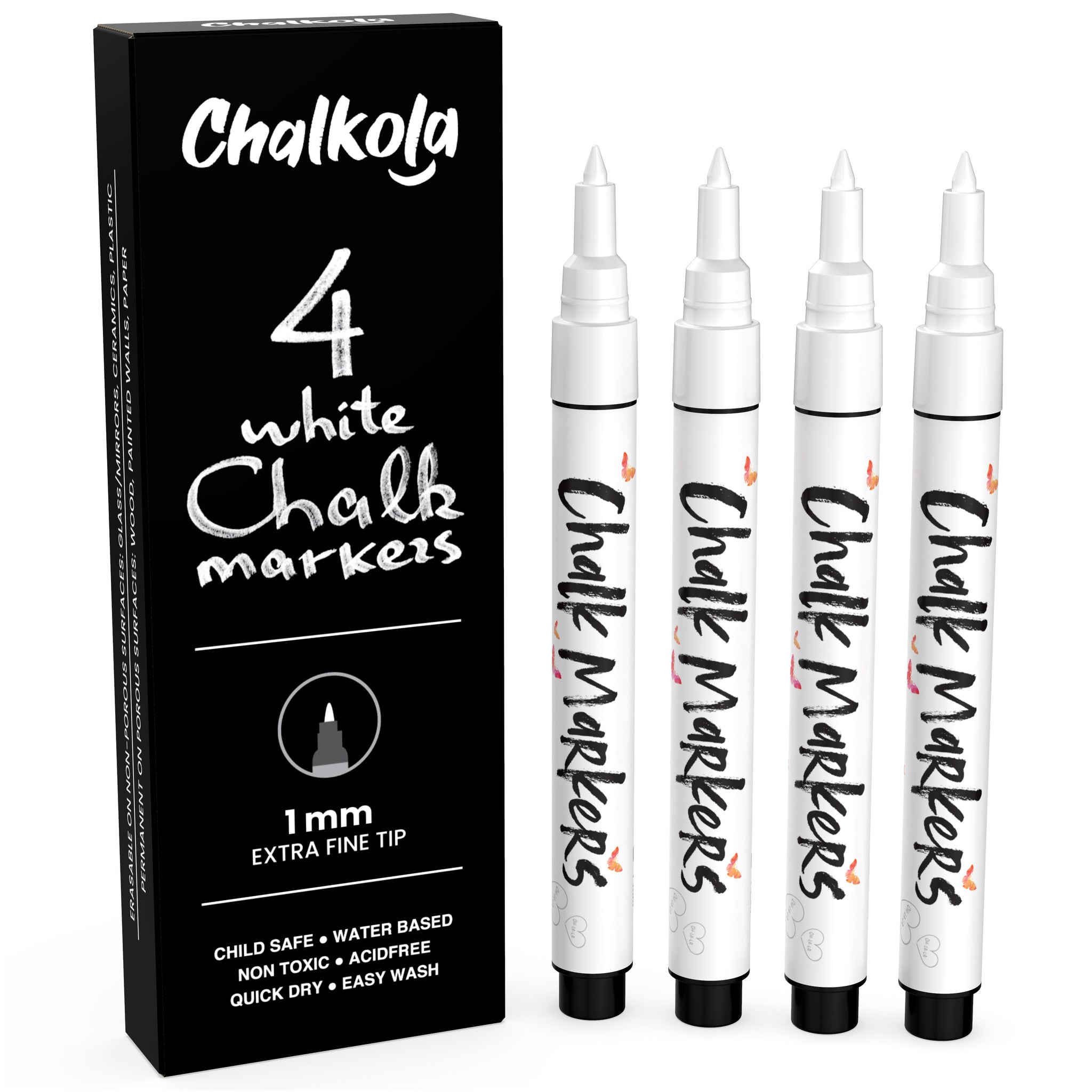 Bundle: Acrylic Paint Pens - 6 White + 6 Black + 40 Multi-Color - Chalkola  Art Supply