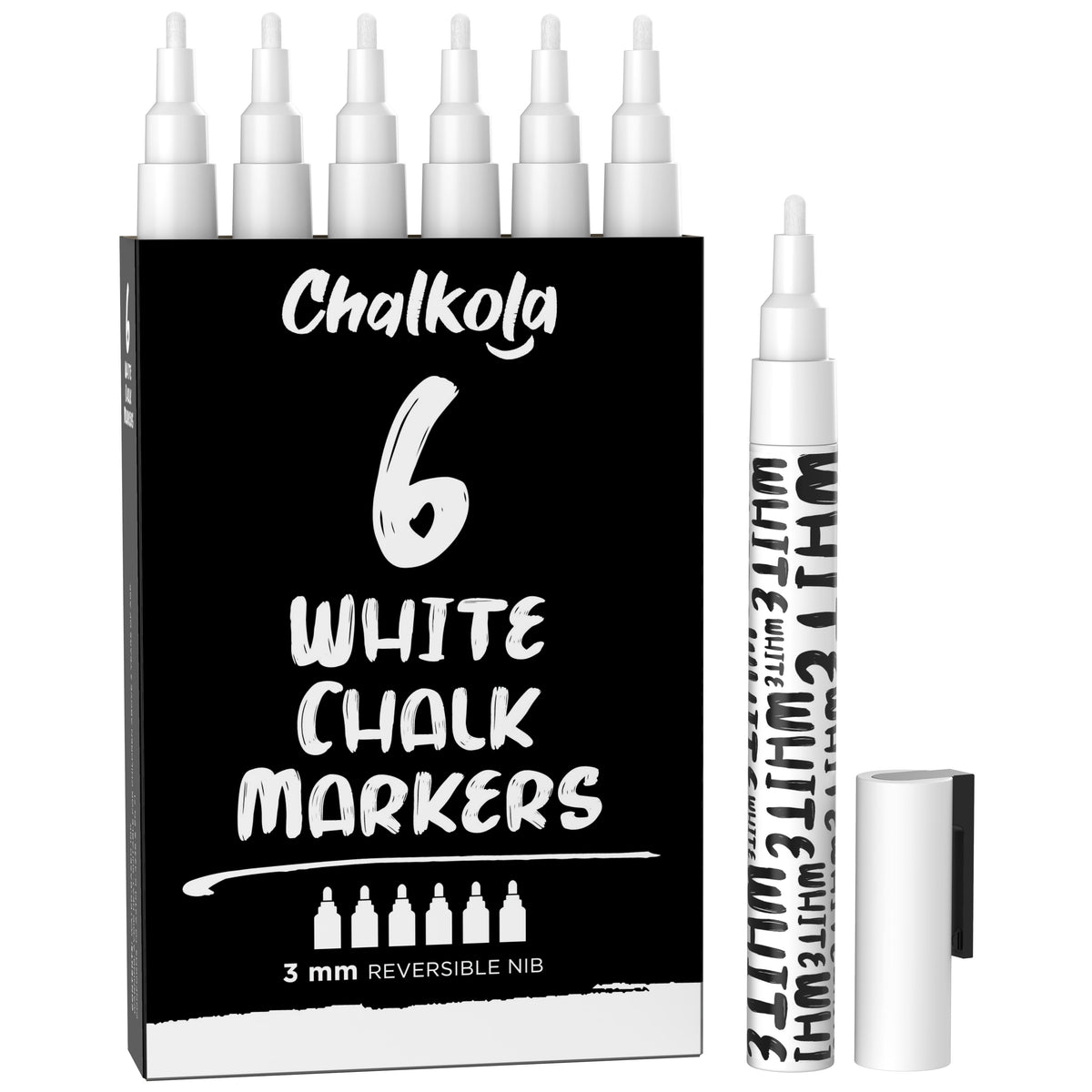 6pcs White Chalk Pens, Liquid Chalk Pens For Blackboards, Window, Glass,  Chalkboard, Jars, 6pcs Chalk Markers (3mm) Wipeable Blackboard Pens Office  Su
