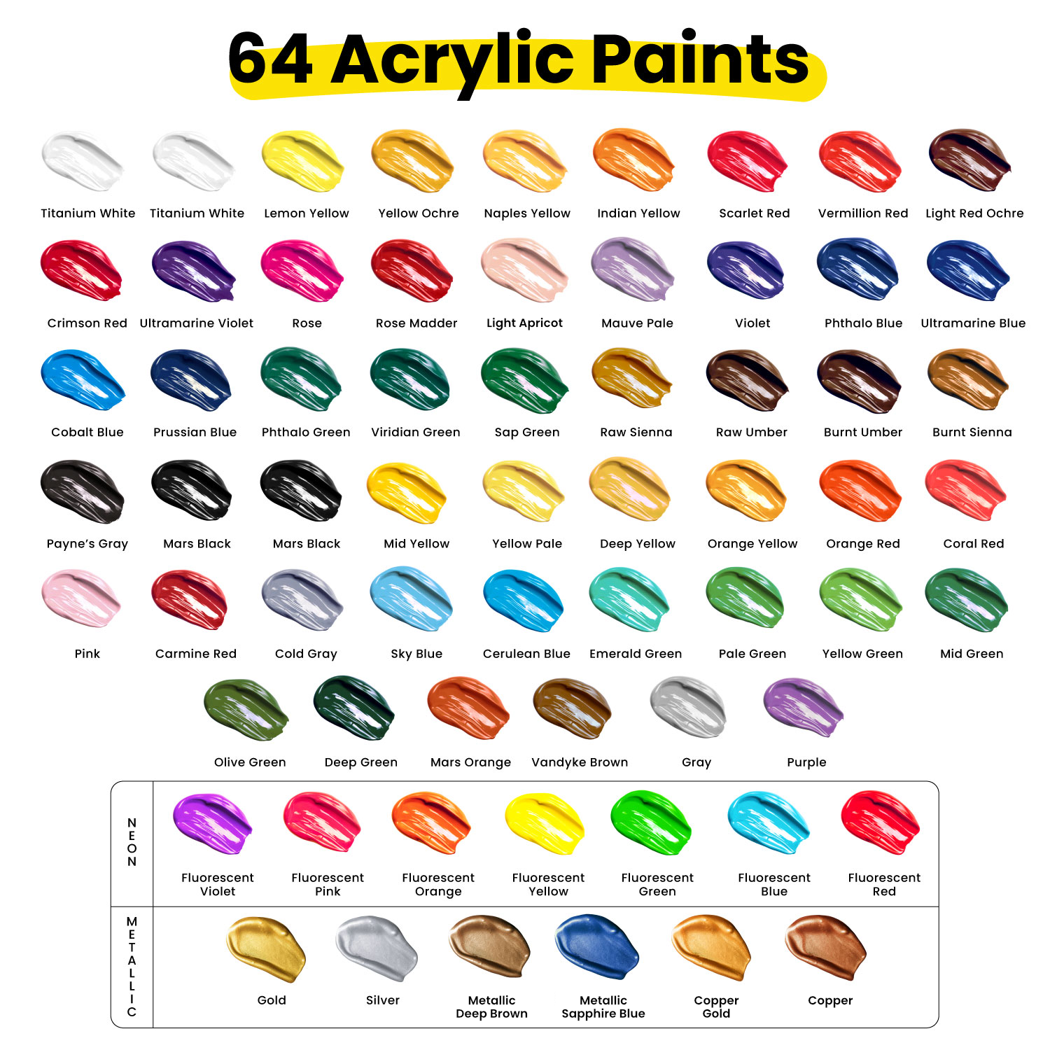 ESRICH Acrylic Paint Set,64PCS Painting Supplies with Wooden Easel