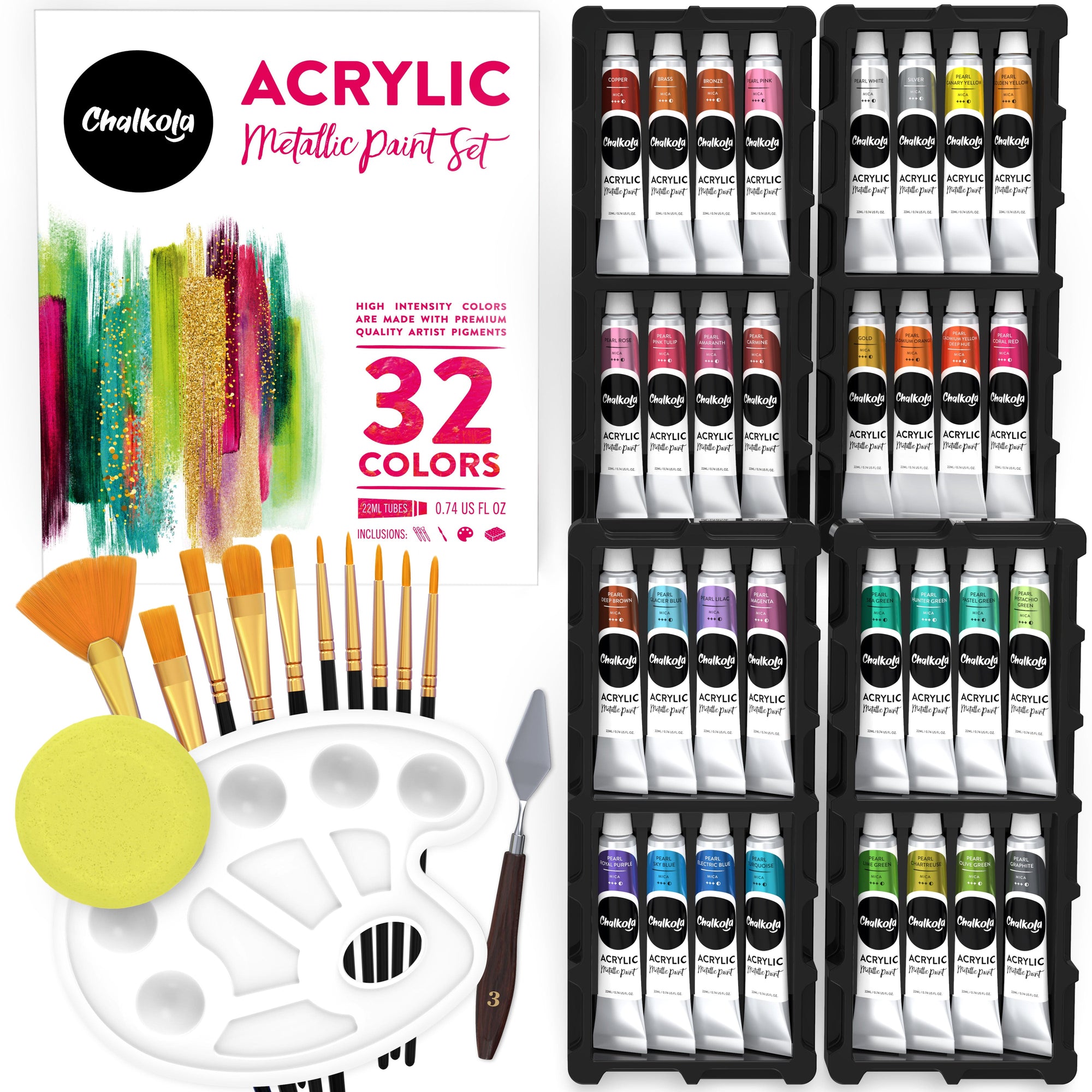Cifaisi Acrylic Paint Set, 63 PCS Complete Painting Supplies - 24 Colors Acrylic  Paint, Canvases, Wooden Easel, Paint Brushes