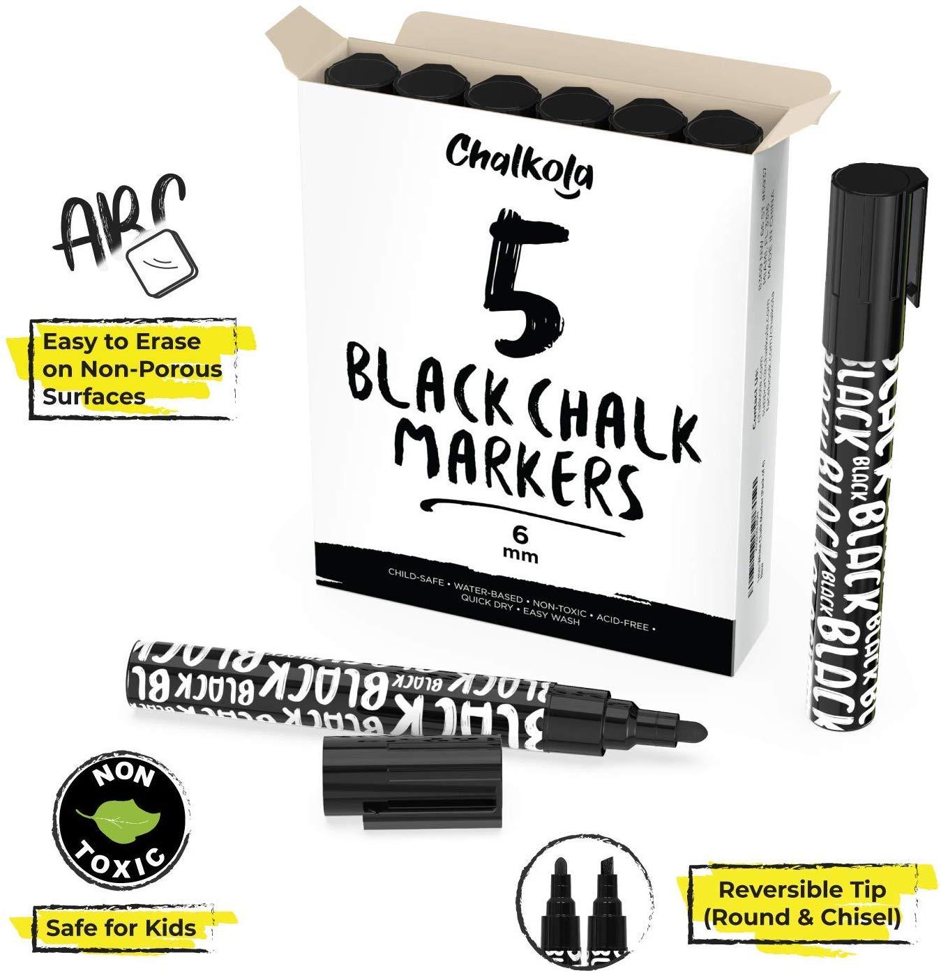 Cohas Wet-Wipe Black Liquid Chalk Marker with Reversible Tip