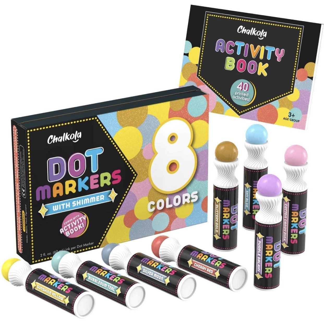 sunacme Washable Dot Markers for Toddlers Kids Preschool, 12-pack